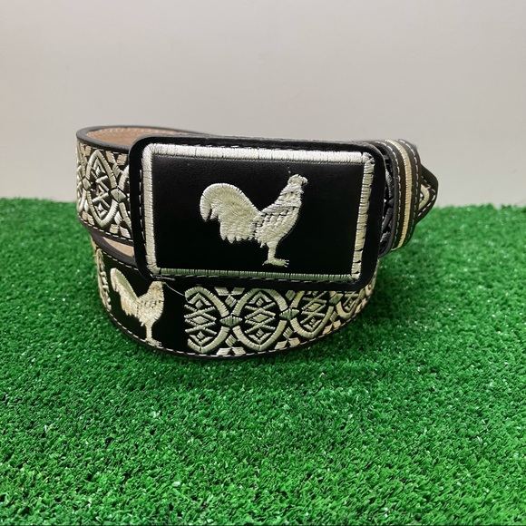 AUTHENTIC MEXICAN WESTERN CINTO BELT EMBROIDERED - Picture 3 of 6